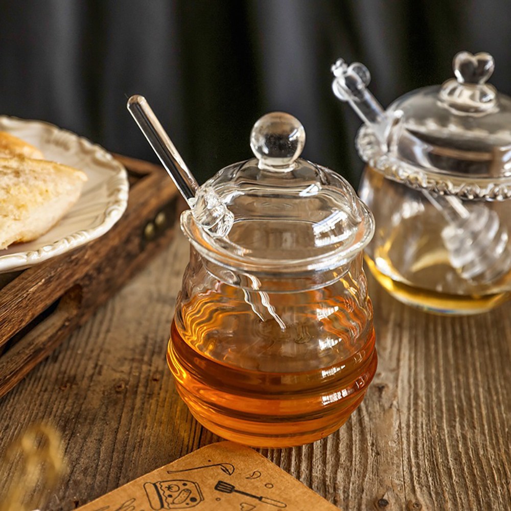 릴스베이 유리 꿀단지 꿀봉세트 허니 디스펜서 꿀병 꿀통 시럽 소스 보관 용기 12,510원