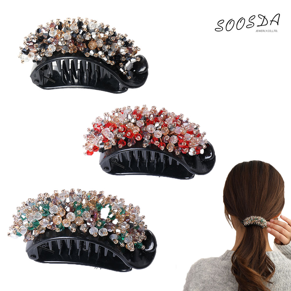 수스다 비즈글라스 프랑수와 반묶음 비즈 집게핀 올림머리 헤어핀 12,900원