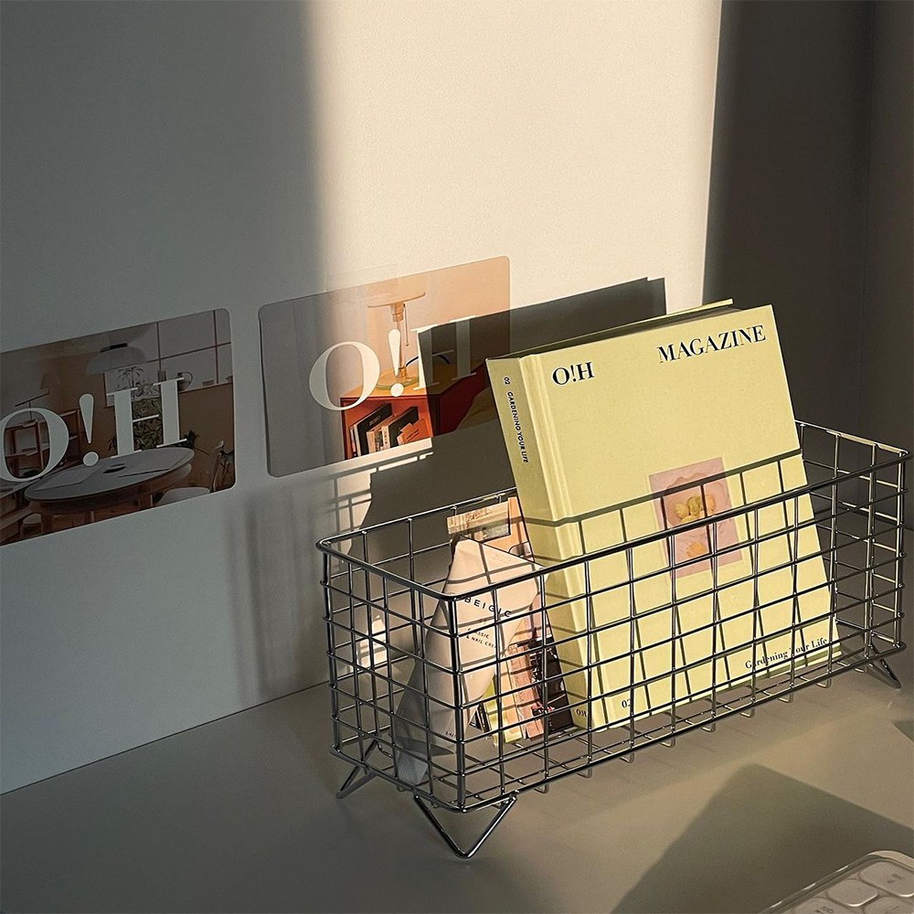 모던 철제 바스켓 수납바구니 소품정리함 스틸 수납정리함, 실버, 1개 8,900원