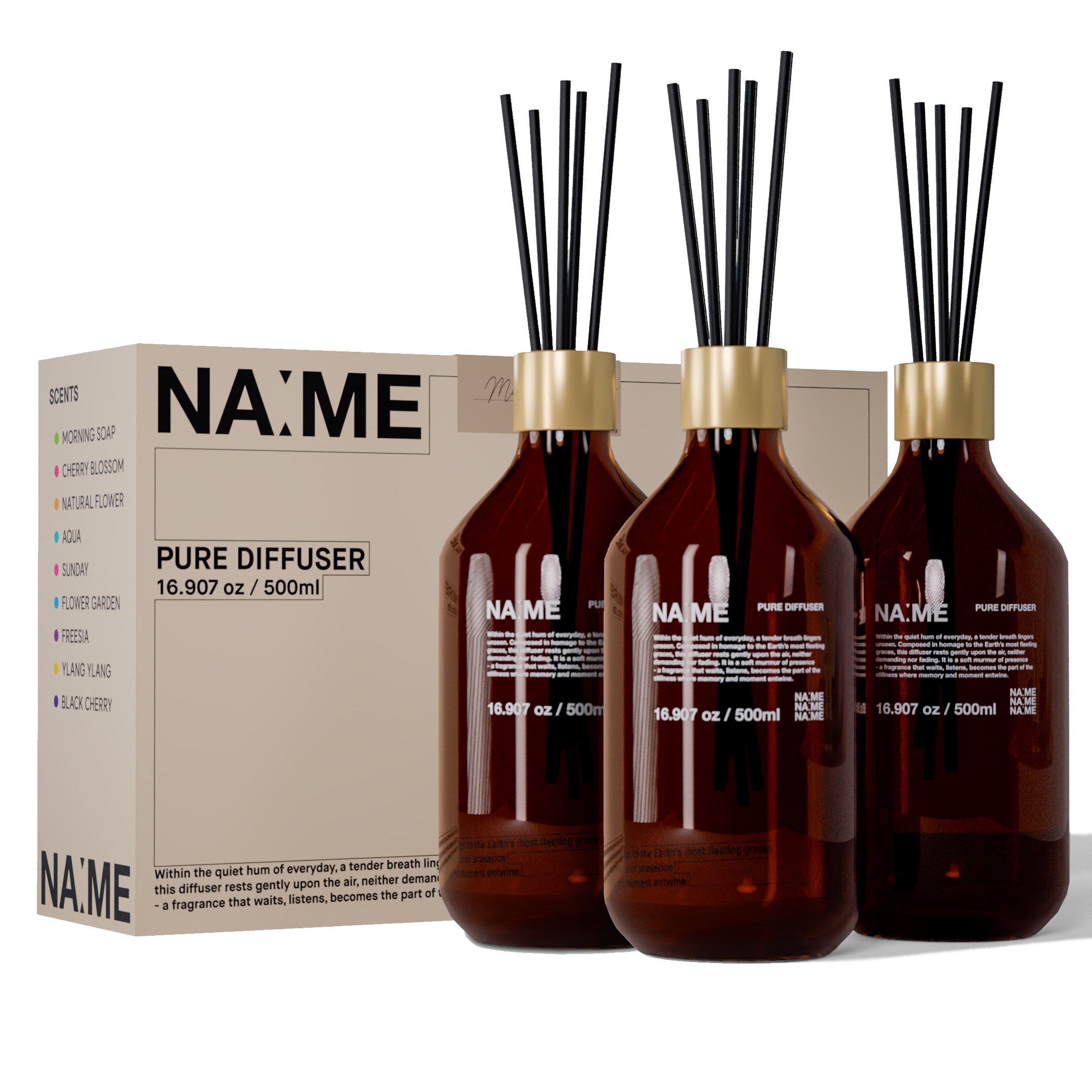 나메 대용량 프리미엄 디퓨저 스틱 세트, 3개, 500ml, 불가리안 로즈 25,700원