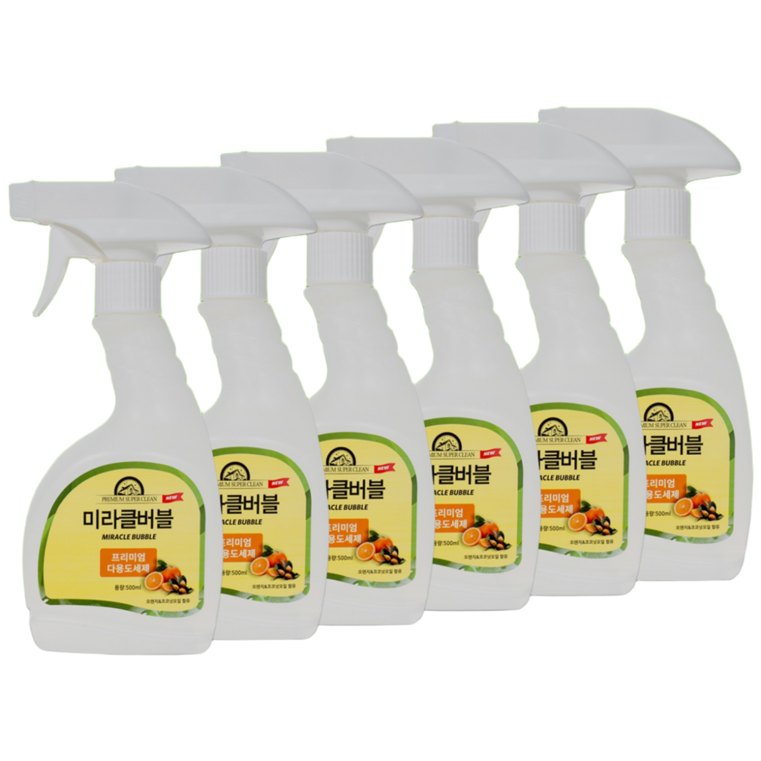 미라클버블 다용도세정제 500ml X 6개 기름때 묶은때 찌든때 한번에 제거 피부보호테스트 완료, 6개, 500ml 29,000원