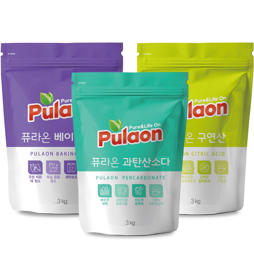 퓨라온 과탄산소다+베이킹소다+구연산 세트구성 28,900원