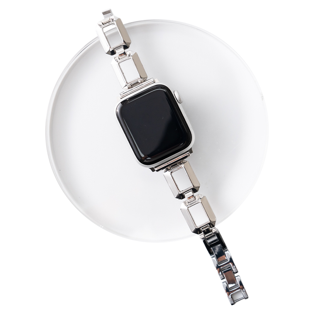 우먼스9999 애플워치 호환 스퀘어 메탈 브레이슬릿 스트랩 밴드, 실버, 1개 19,900원