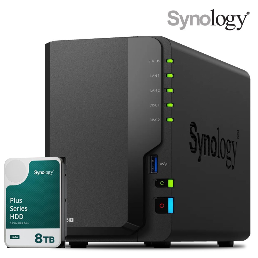 [ 시놀로지 공식총판 ] 시놀로지 나스 DS225+2bay [8TB]HAT3320-8TBX1EA 합본 기업용 NAS 1,057,000원