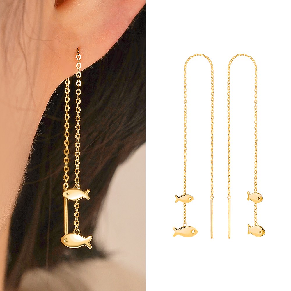 골드앤 18K 멜로우 더블피쉬 드롭 귀걸이 259,000원