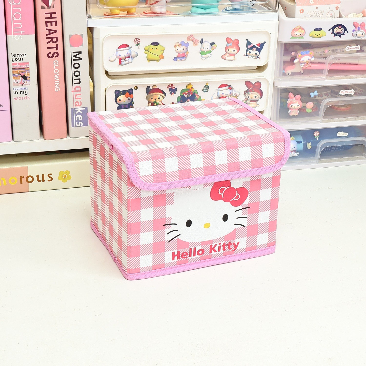 접이식정리함, 패브릭정리함, 산리오정리함, 생일선물, 체크정리함, 키티, 1개 14,500원