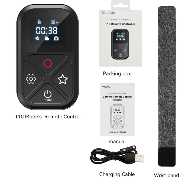 TELESIN 고프로 히어로 11 9 8Max 용 블루투스 리모컨 손목 밴드 무선 스마트 액세서리용 29,900원