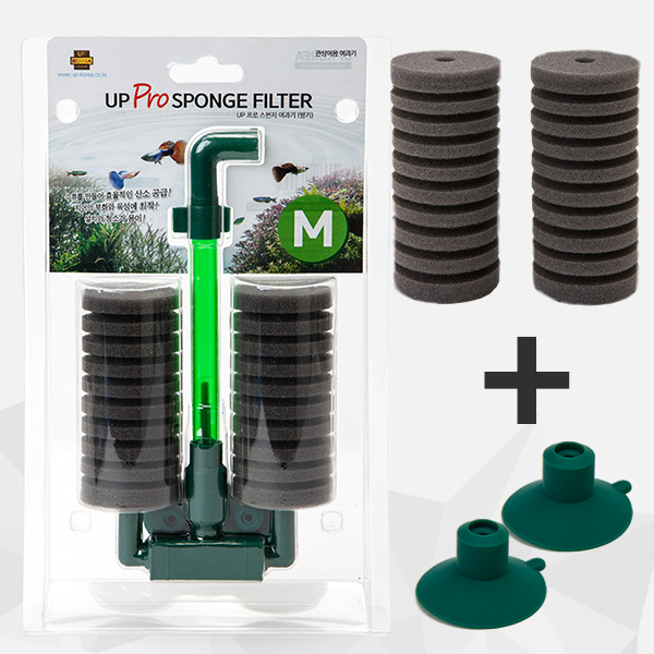 사은이벤트  UPKOREA Pro 스펀지 여과기 M (쌍기) +리필필터 +흡착고무(2개) 14,000원