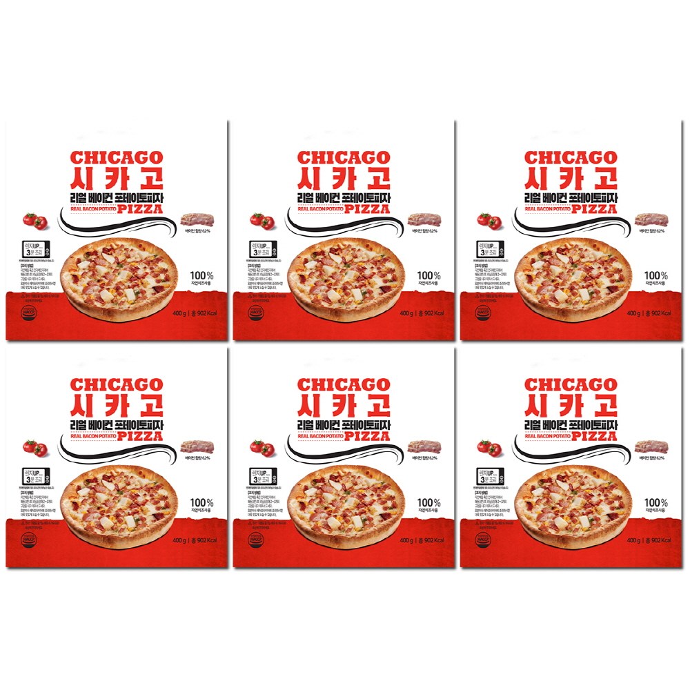 리얼 시카고피자 베이컨포테이토 6판 세트, 6개, 400g 34,800원