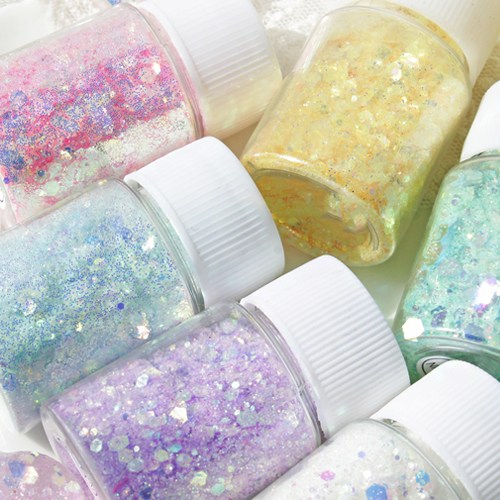 투명 육각 글리터 1–3 mm 펄 혼합 5 g 레진 네일 슬라임 공예용 2,000원