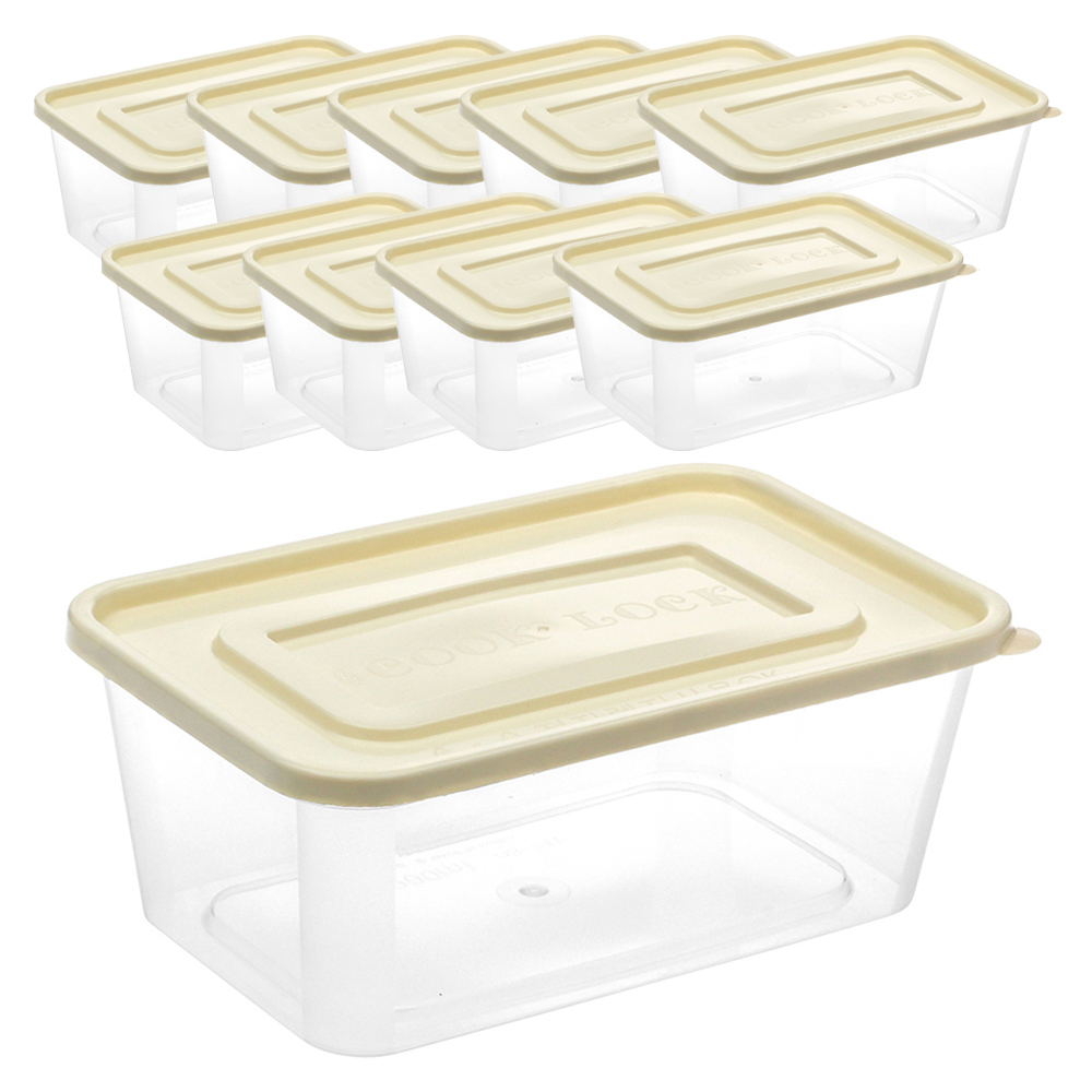 쿡앤락 반듯사각 밀폐용기 + 뚜껑 아이보리 세트 12,000원