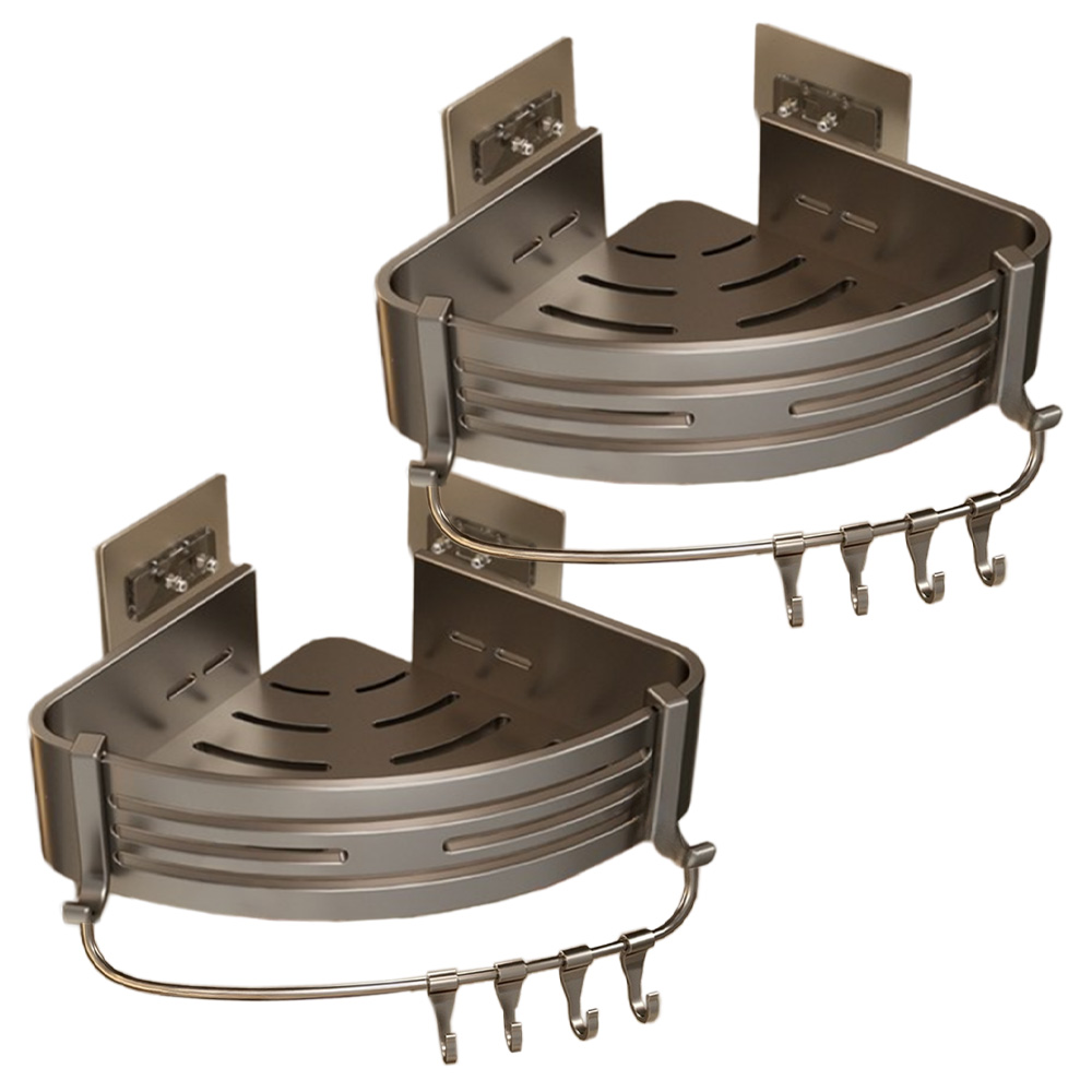 [AC-Mall] 수납 정리 공간활용 코너쉘프 1+1/부식방지 알루미늄 무타공 간편설치/선반가드 업그레이드 탈착가능 위생사용, 1박스, 깊이 22cm 코너선반-후크형 2개 32,800원