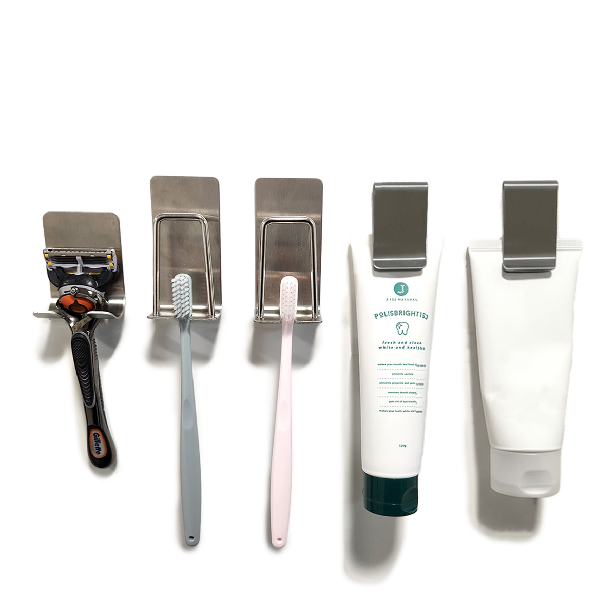 올 스텐 칫솔걸이세트 2인세트 생활친구(2세대), 1세트, 실버, 현재가 8,500원