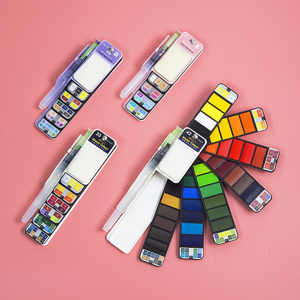 아이레노 휴대용 고체물감 세트 14세 이상 야외 스케치 수채 채색 보관 간편, 33색 29,390원