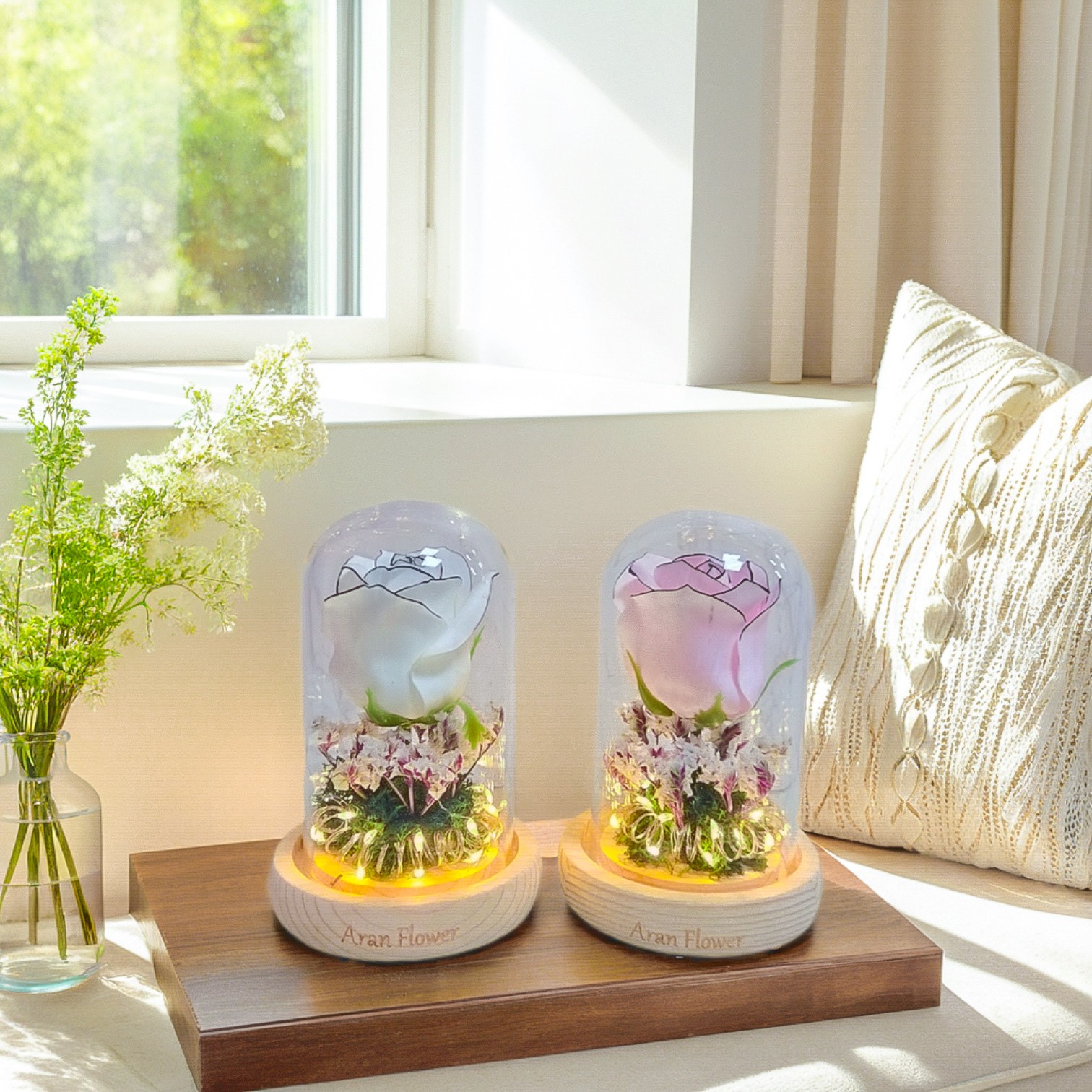 아란플라워 직접 만드는 DIY 장미 무드등 유리돔 LED 조명 키트 핸드메이드 인테리어 소품 19,800원