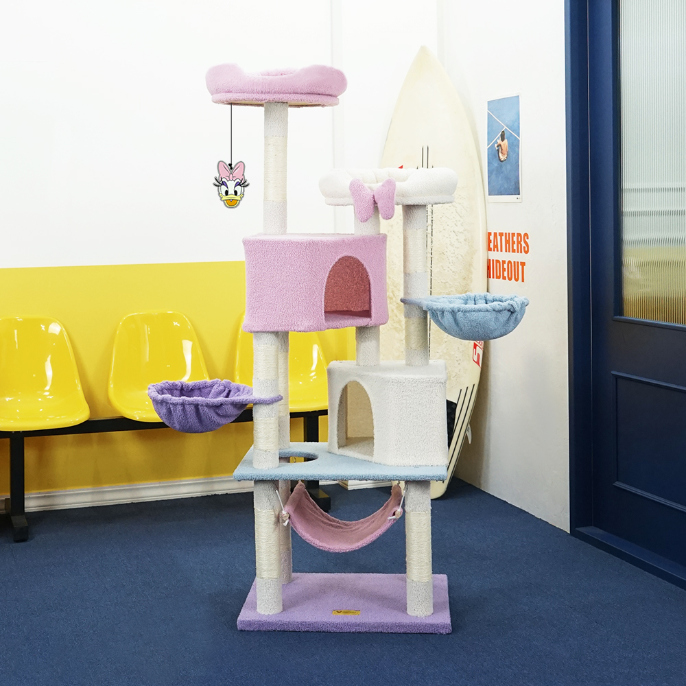 헬로망치 디즈니 데이지덕 캐릭터 대형 캣타워, 핑크, 1개 93,000원