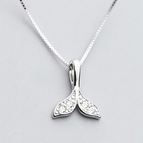 에르모사제이 N009 실버 925 데일리 행운의 고래 인어 꼬리 큐빅 은 목걸이 43,900원
