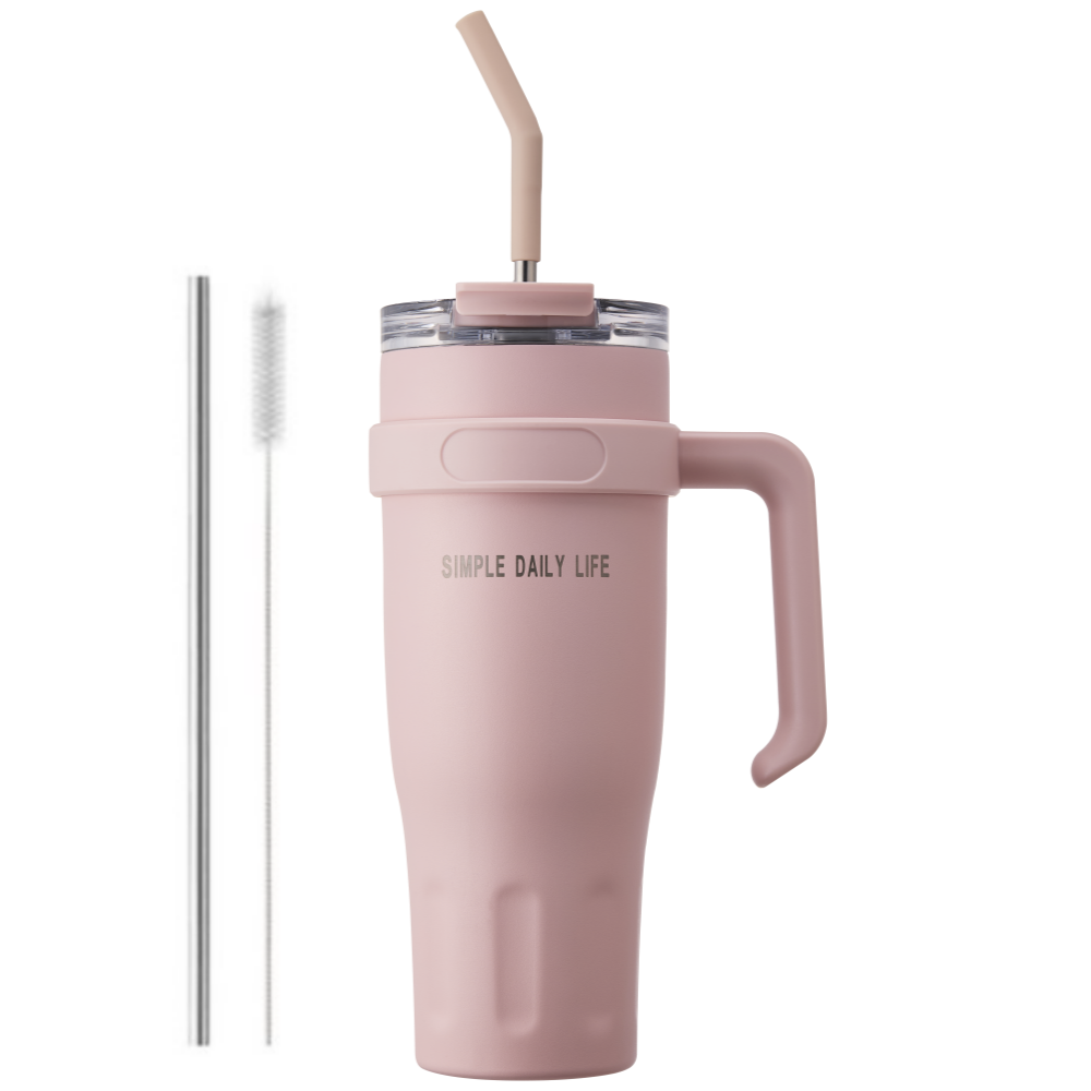 허니앤버니 텀블러 대용량 스텐 보온 보냉 차량용 빨대 손잡이, 1개, 1100ml, 에블리 핑크 27,300원