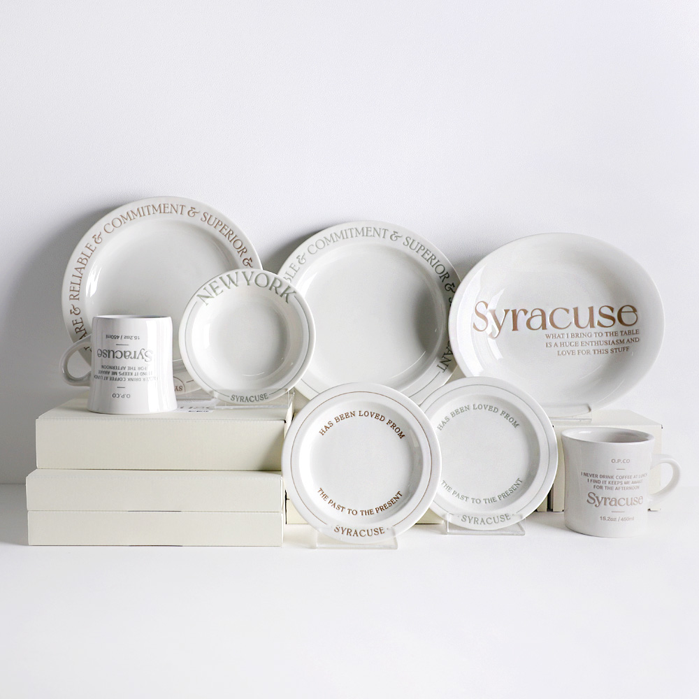 시라쿠스 레터링 스테이크 2인 8p 오발볼 접시 머그컵 세트 2color 택1, 혼합, 1세트, 식기세트 8p 147,900원