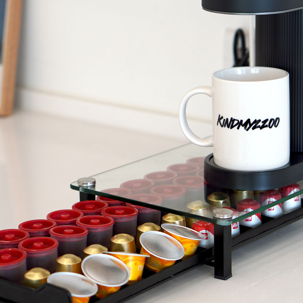 친절한마이쮸 강화유리 커피 캡슐 보관함 서랍형 40구 홈카페 인테리어 카누 캡슐, 1개, 블랙(단일옵션) 26,800원