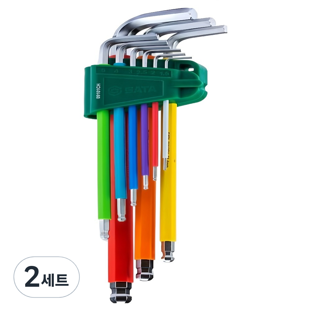 사타 컬러 핸들 롱 볼 렌치 9종 세트 09101CH 45,750원