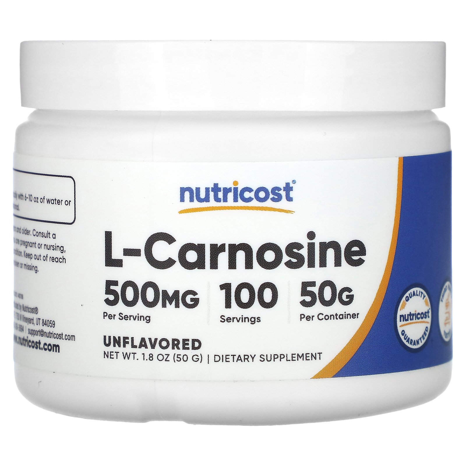 뉴트리코스트 Nutricost, L-Carnosine, Unflavored, 1.8 oz 50 g 113,500원