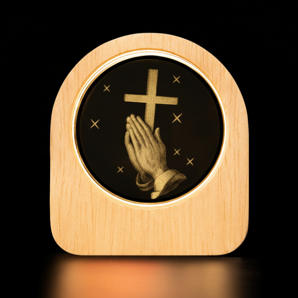 [무료각인]리파니 크리스탈 원형 우드 프레임 십자가 무드등 교회선물, 1. 십자가+기도 12,500원