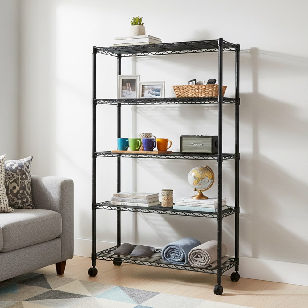 벨라까사 튼튼한 다용도 선반 간편조립 메탈랙 900, 5단, 블랙 30,060원