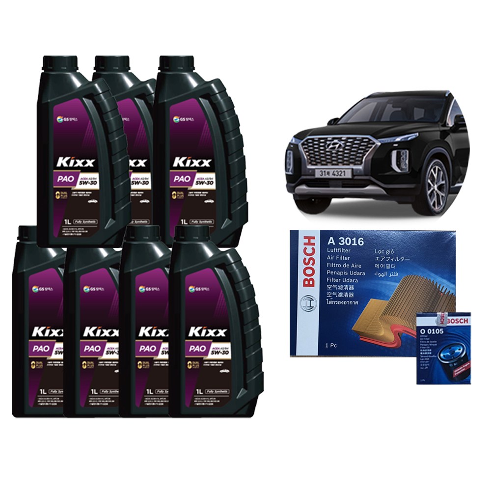 [킥스파오 KIXX PAO 5W30] 팰리세이드 가솔린 엔진오일+에어크리너+오일필터 세트 65,800원