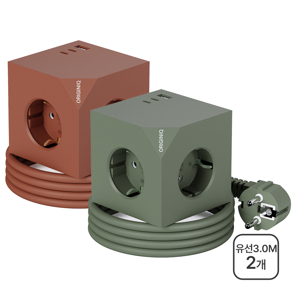 오리지니크 고속충전 고용량 멀티어댑터 USB 유선 멀티탭 3.0m 2개세트, 코랄+딥그린(유선3.0M), 1개, 3m 137,930원