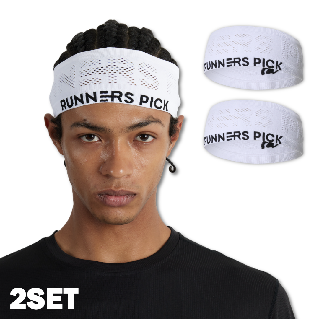 1+1 러너스픽 메쉬 러닝 헤어밴드 남녀공용 땀흡수 쿨링 통기성 운동 머리띠, 메쉬 화이트, 2세트 19,600원