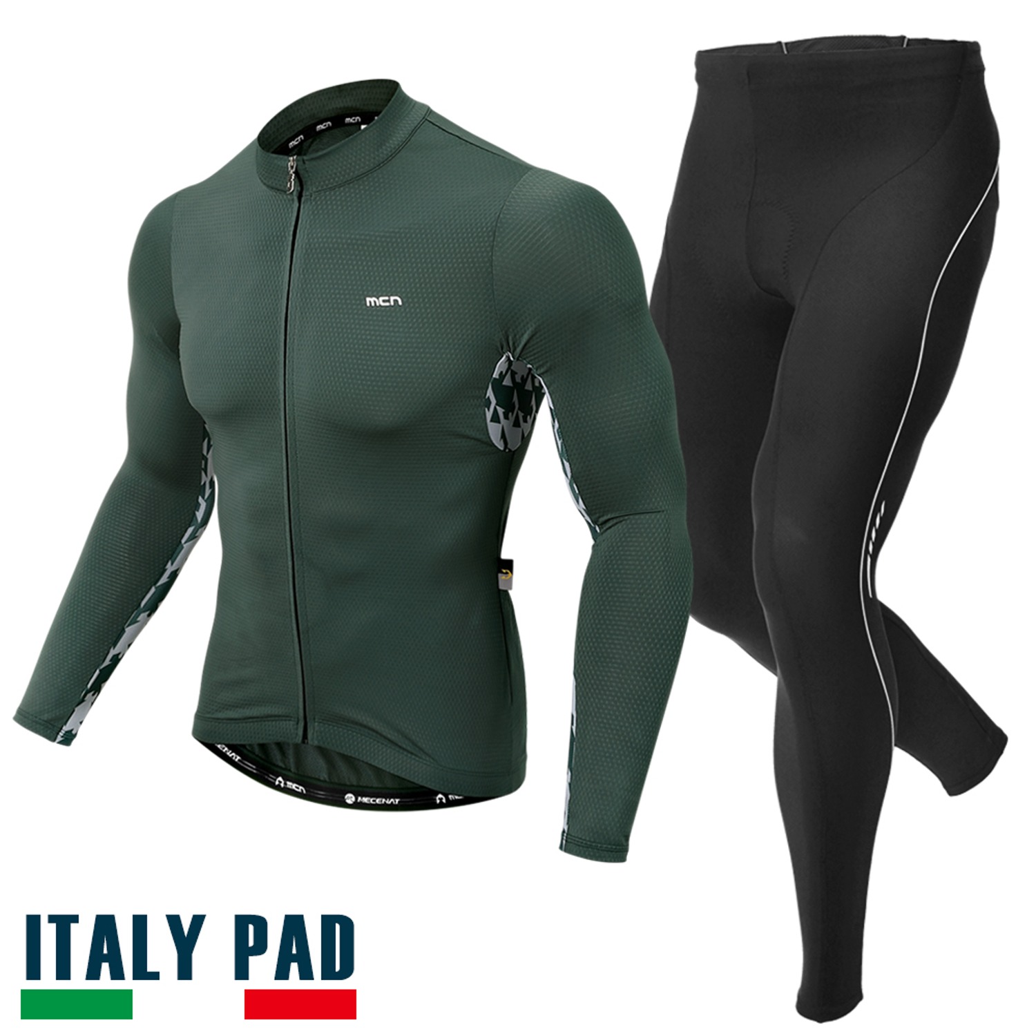MCN 콘트래스트 자전거 사이클 라이딩 복장 긴팔 의류 상하의 세트 패드 포함 기능성 져지 128,500원