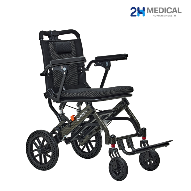 2H메디컬 페더체어 시리즈 - 8kg 초경량 알루미늄 수동 접이식 여행용 장애인 휠체어, 1개, 맥스 300,000원