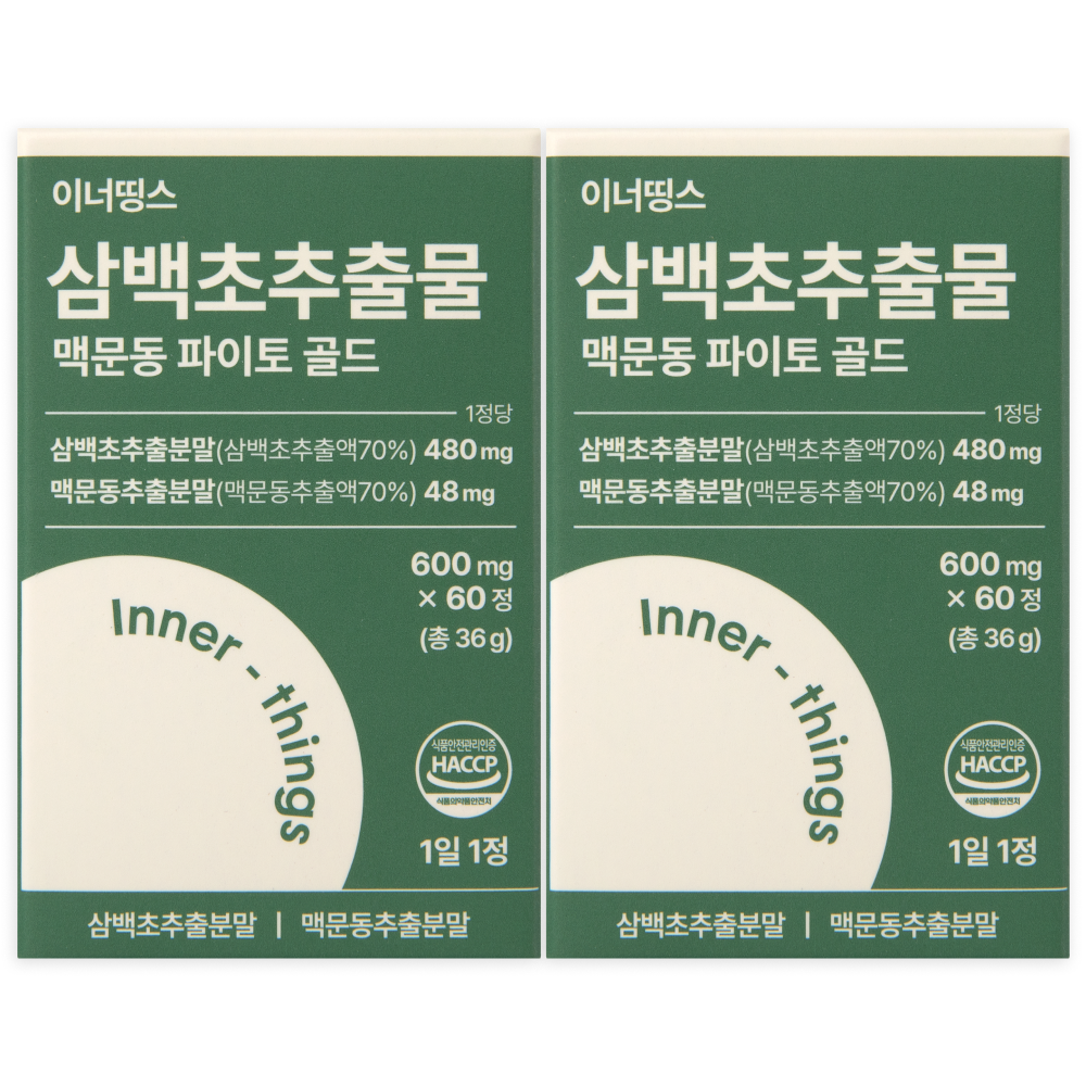 이너띵스 삼백초 추출물 맥문동 파이토 골드 HACCP 인증, 2개, 60정 43,900원
