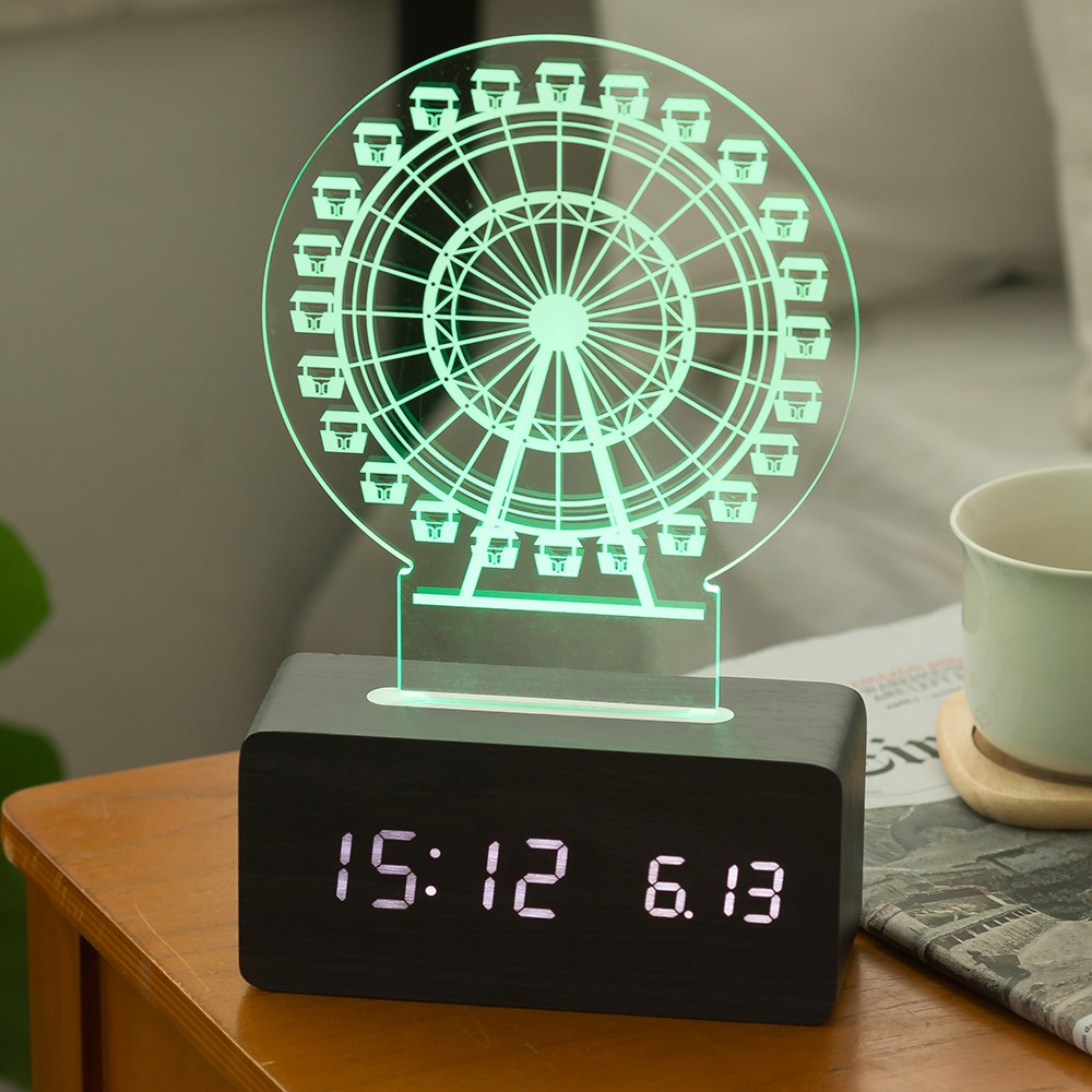 팀브로스 우드 로맨틱 무드등 탁상시계-블랙관람차 38,900원