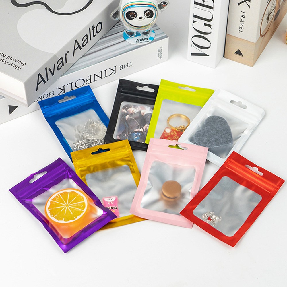 전면 투명 후면 증착 은박 컬러 지퍼백 100장 사이즈 선택 중형 소형 제품 포장용, 1개 4,900원