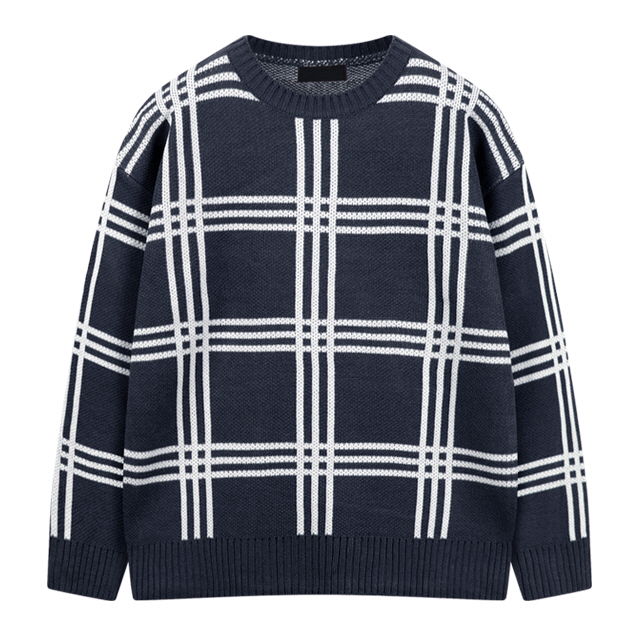 해리슨 사각 체크 라운드 니트 SME1101 30,800원