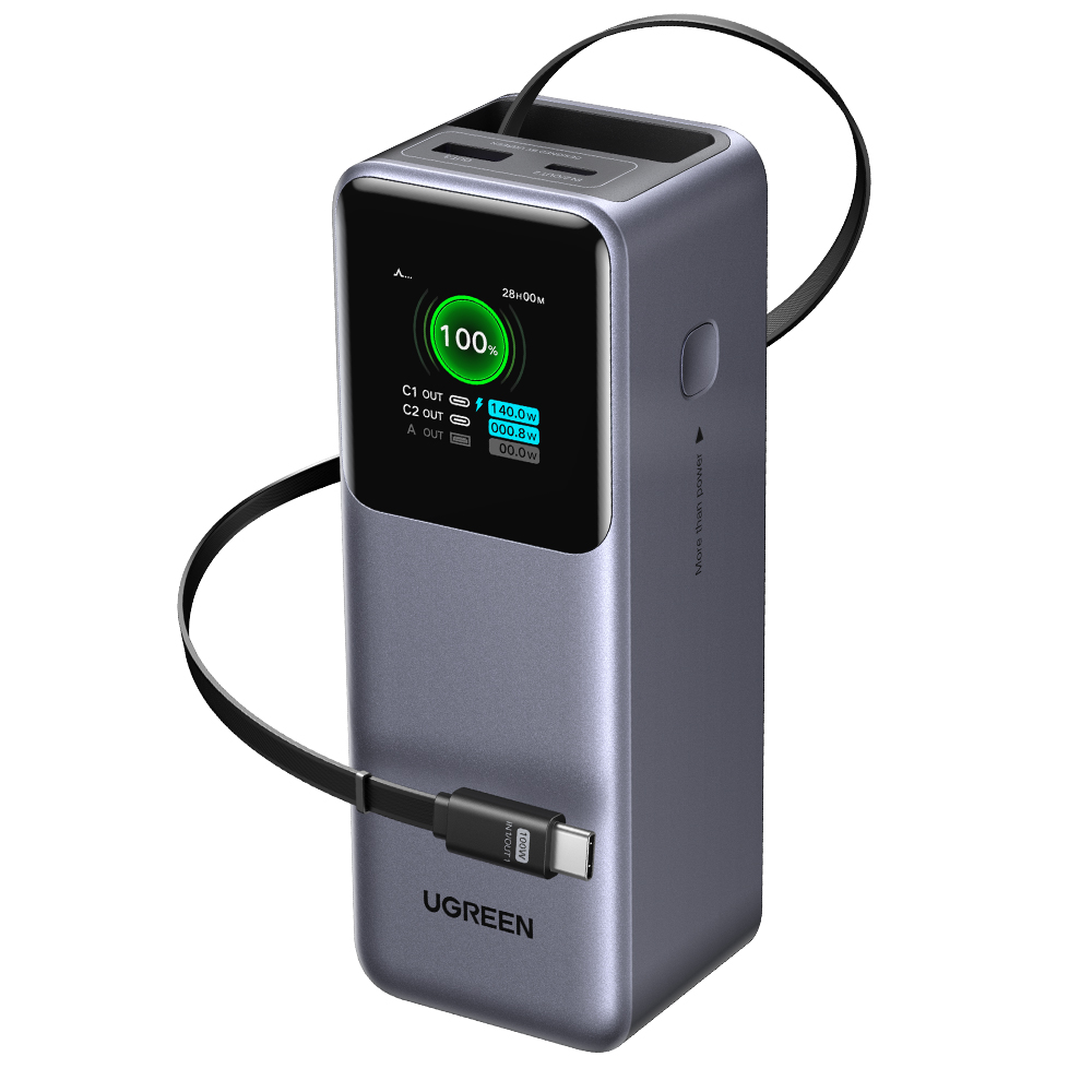 UGREEN 유그린 Nexode 165W 20000mAh C타입 릴케이블 대용량 일체형 보조배터리 100W 고속 충전 가능 갤럭시 S25 울트라 맥북 프로 아이폰 17 등 호환, Grey, PB726 89,900원