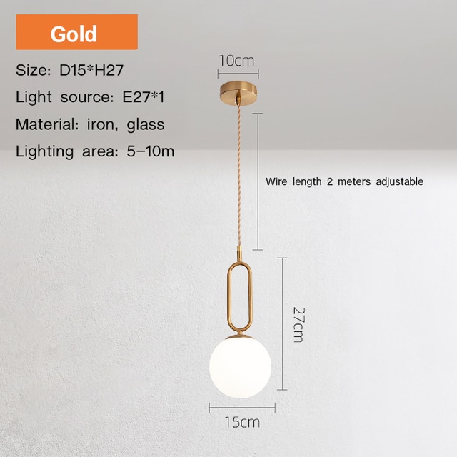모던 라이트 럭셔리 샹들리에, 북유럽 골드 유리 볼 전등갓 펜던트 램프, 주방 아일랜드 다이닝 룸 침대 옆 36,200원