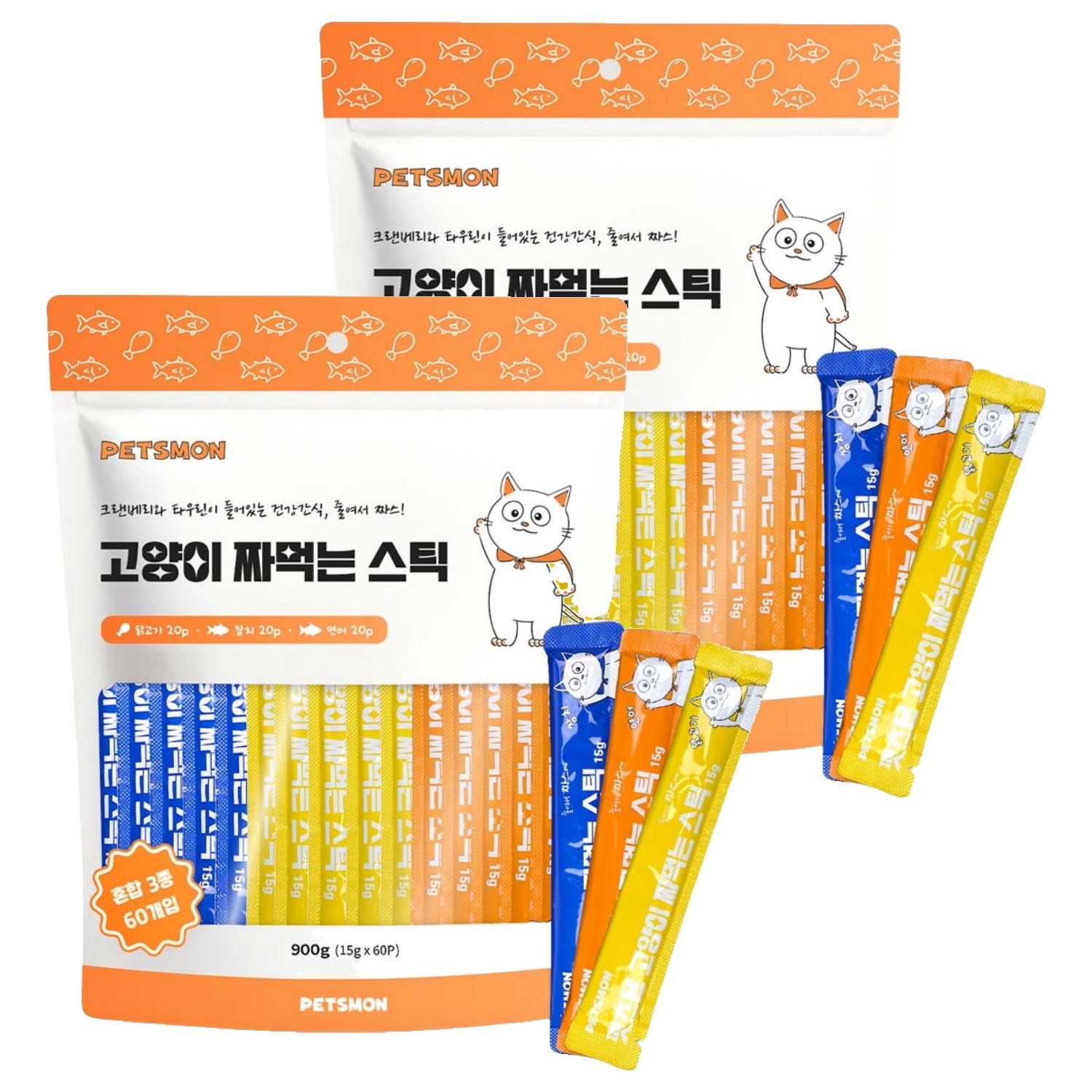 펫츠몬 고양이 짜먹는 스틱, 혼합맛(닭고기/참치/연어), 900g, 2개 15,980원