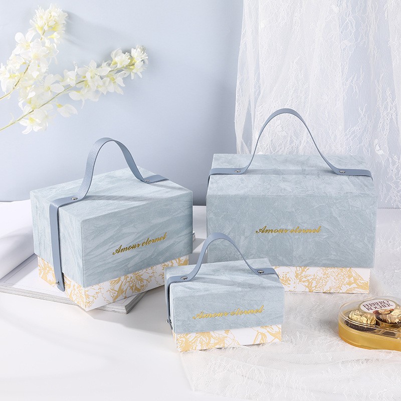 브로상회 견고한 버클과 손잡이가 있는 고급 답례품 선물상자, 1개, 스카이블루 50,000원