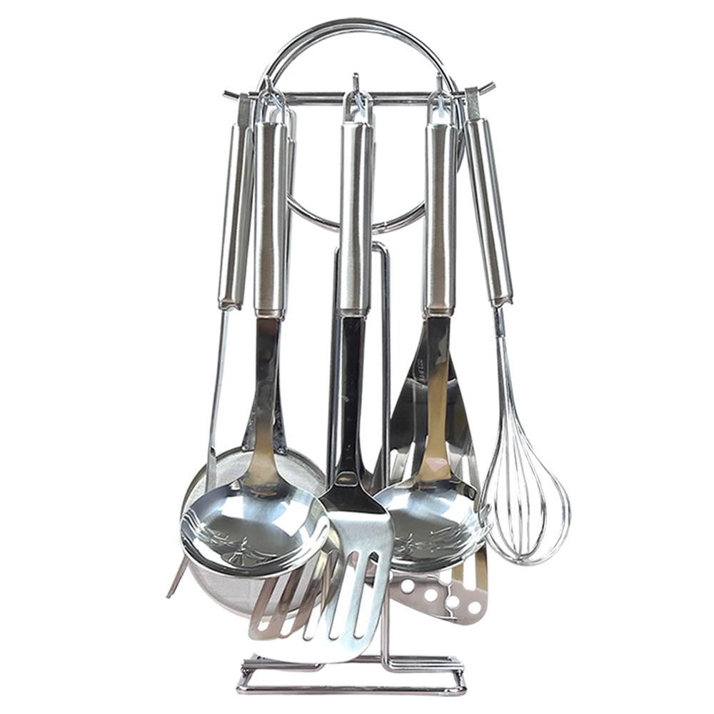 [DAMDA] 스테인리스 조리도구세트 9종 화이트/올스텐, 회전거치대 포함, 1개, 올스텐, 조리도구 8p+회전거치대 29,800원