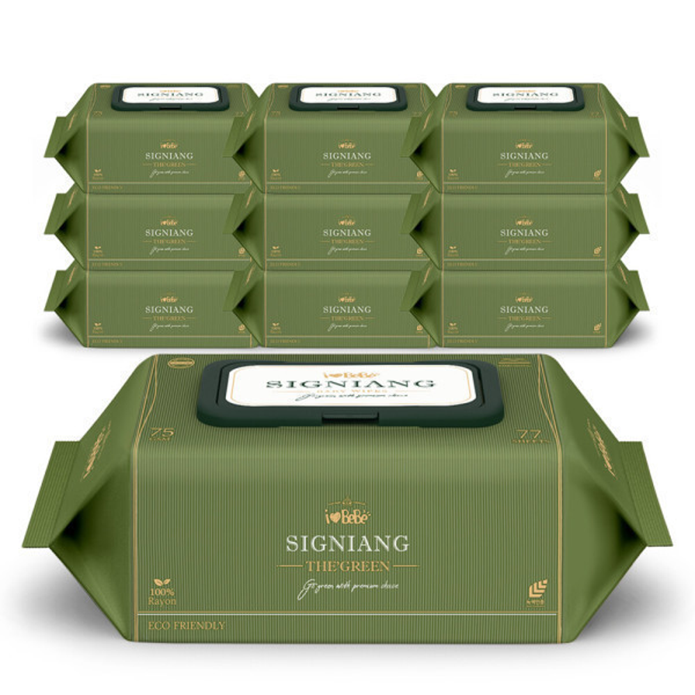 아이러브베베 아기물티슈 레이온100% 시그니앙 더그린 75g 77매 캡형 10팩 31,700원
