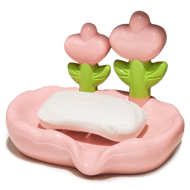푸트로랩 큐티한 튤립 두송이 비누 케이스, 핑크, 1개 9,000원
