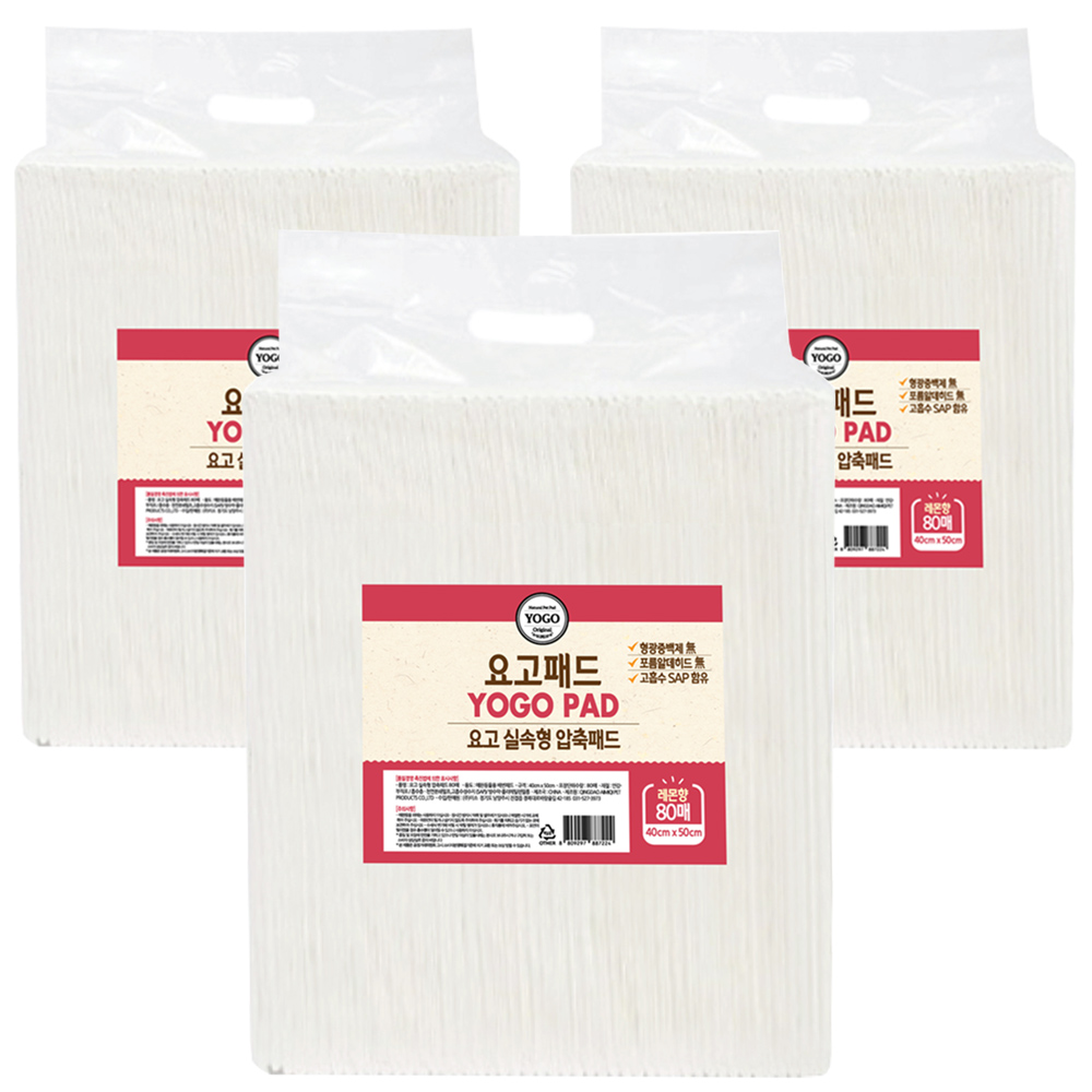 요고펫푸드 실속형 압축 강아지 배변패드 레몬향 18g, 3개, 80개입 19,800원