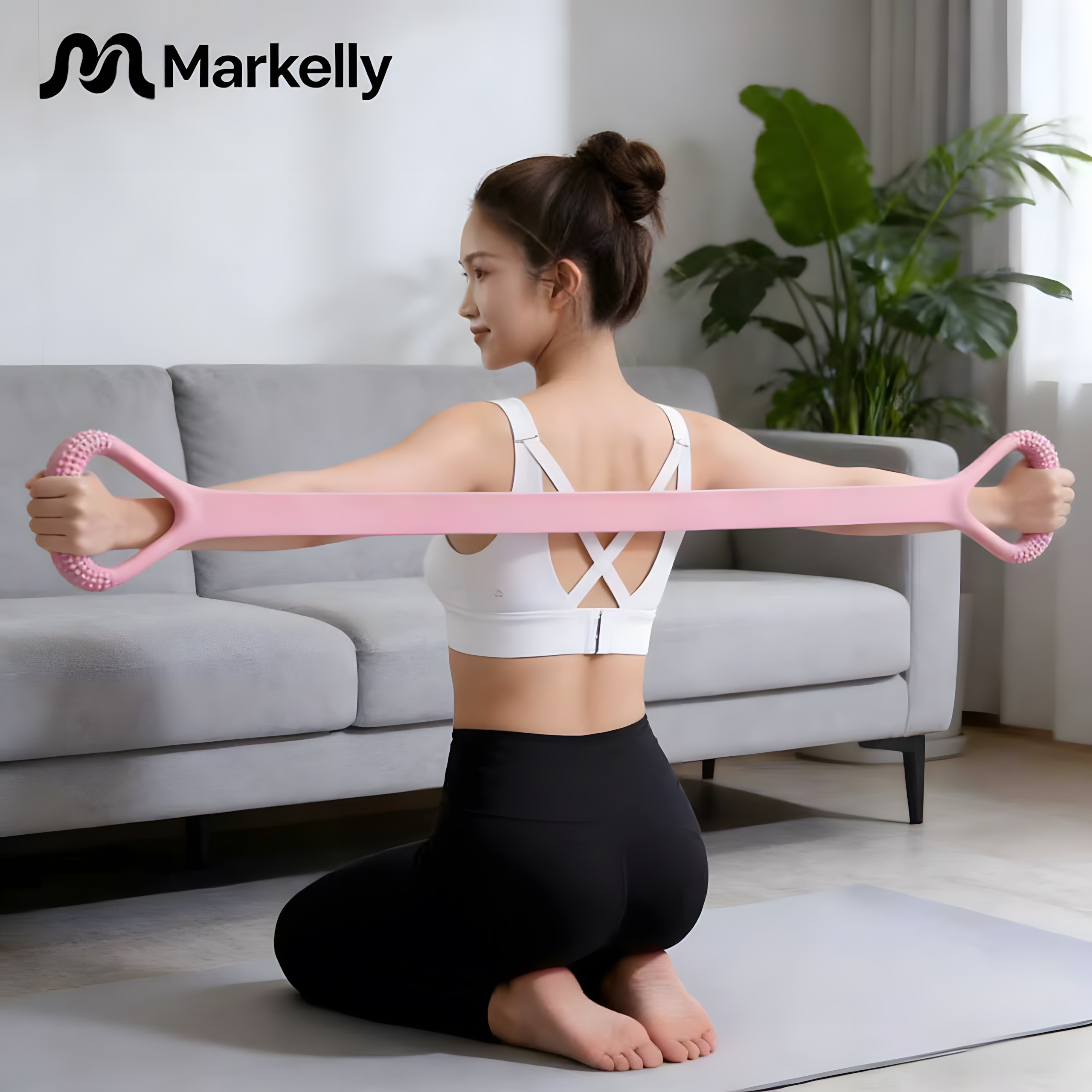 8자형 튜빙밴드 전신 스트레칭 요가 필라테스 홈트 근력 탄력밴드, 2개, 핑크 5,680원