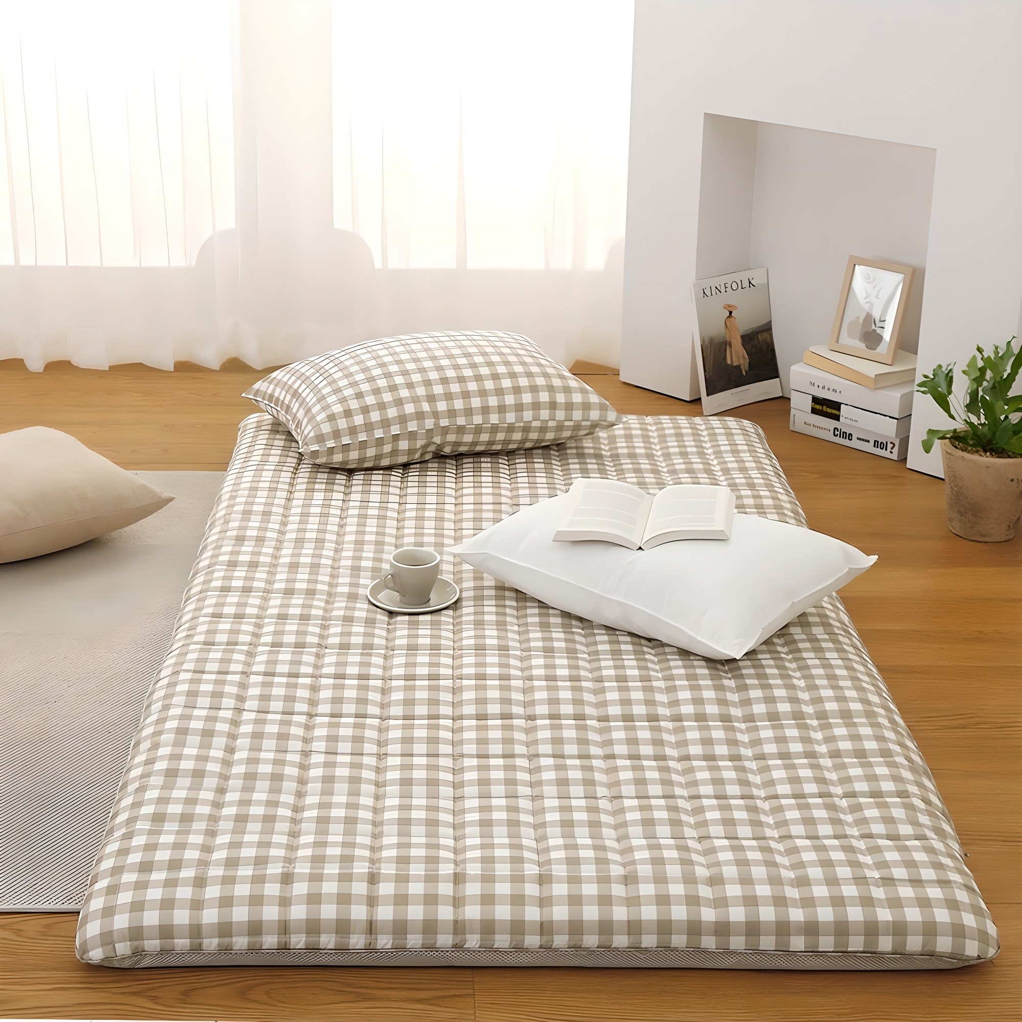 애프터식스 국산 우디체크 요커버+허브요솜 5cm 세트/바닥 매트 요세트 S D Q 감성 체크 먼지없는 요매트, 베이지 52,400원