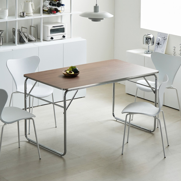 채우리 하든 800 미드센츄리 크롬 엣지 스틸 프레임 테이블 책상 식탁, 월넛 79,900원