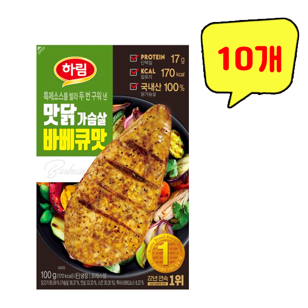 하림 맛닭 가슴살 바베큐맛, 10개, 100g 22,450원