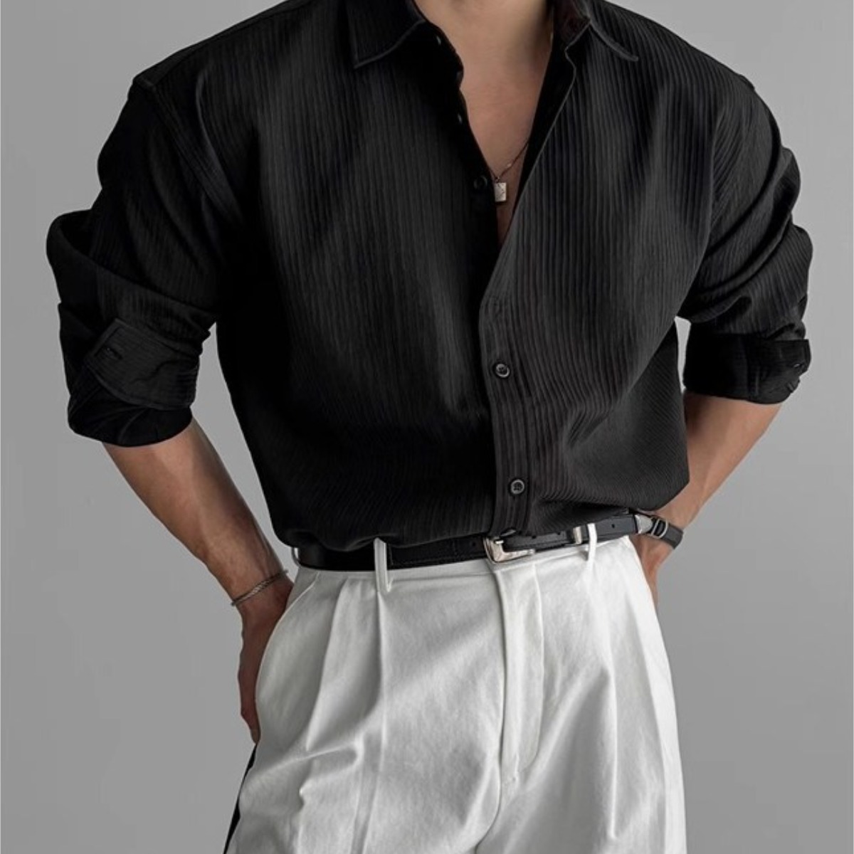 YAPOGI 남성용 베이직 셔츠 링클프리셔츠 어깨넓어보이는 캐주얼 셔츠 47,000원
